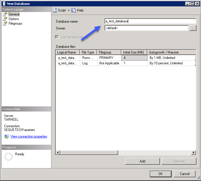 How to Create and Back Up a SQL Server Database Part 1 Image 2