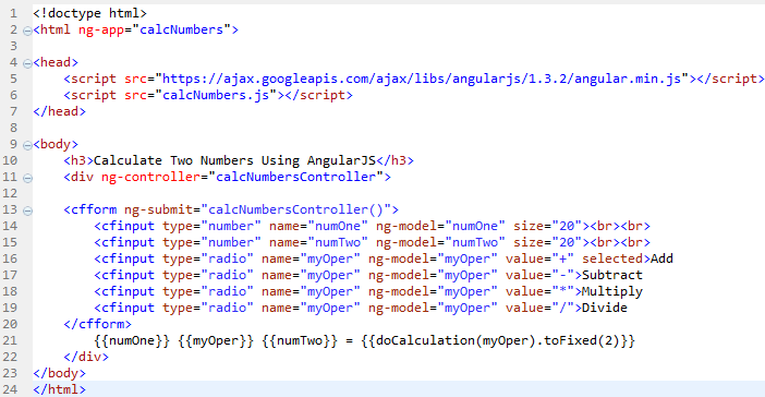 AngularJS code